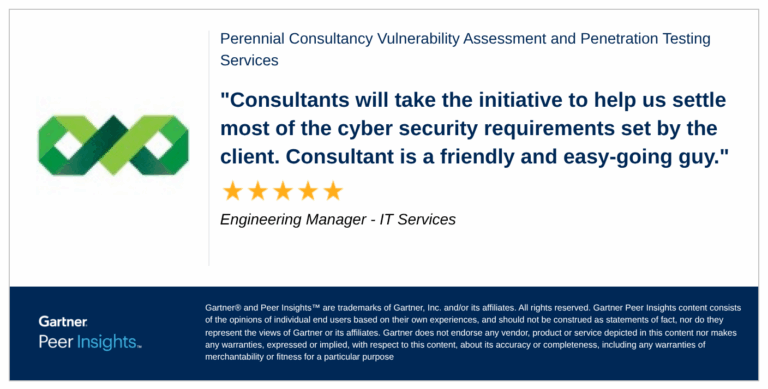 Verified Gartner Review highlighting Perennial initiative to help customer resolve findings