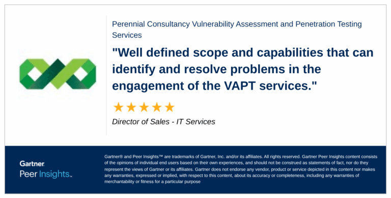 Verified Gartner review of our VAPT services for government agency compliance in Singapore.